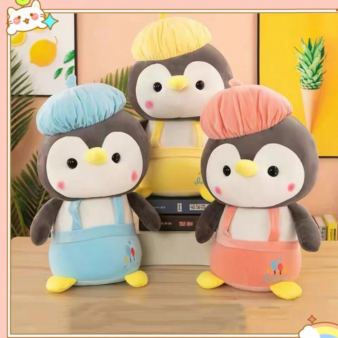 pinguino c/gorro azul 25cm